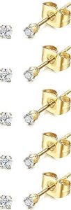 Showself Small CZ Pearl Ball Stud Earrings