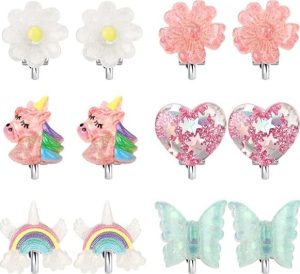 Wingchold Crystal Unicorn Clip On Earrings