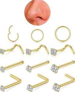 AMASIS Nose Rings Hoop & Studs Sets