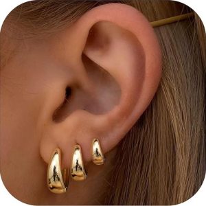 BESTEEL 3Pairs Gold Hoop Earrings Set