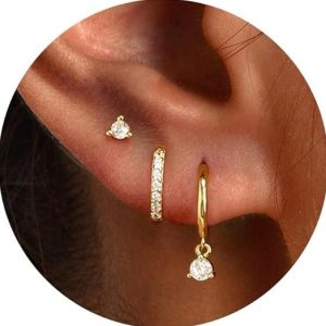 Freekiss 3 Pairs Gold Hoop Earrings Set