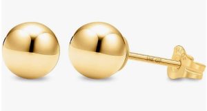 Kezef 14K Gold Ball Stud Earrings