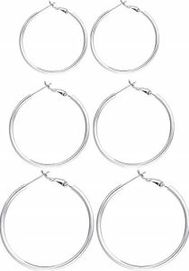 RoseJeopal 3 Pairs Sterling Hoop Earrings