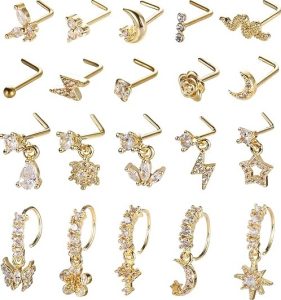 SAMOCO 20Pcs 20G Dangle Nose Ring