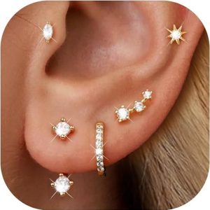 YEEZII 6 Pairs Gold Plated Earrings