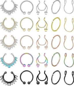 YOVORO 25Pcs Fake Nose Ring