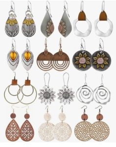 Coolkin 12 Pairs Boho Vintage Round Earrings