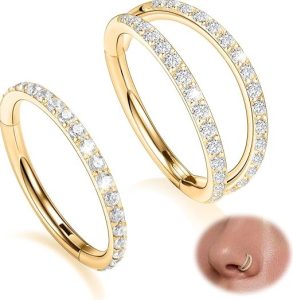 GAGABODY 2 Pcs Seamless Hoop Nose Rings