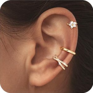 HABIKIP 14K Gold Plated Ear Cuff Earrings