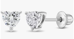 In Season Jewelry CZ Birthstone Heart Kids Earrings