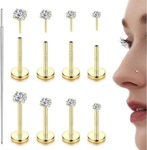 LOLIAS 14K Gold Plated Nose Rings for Healing