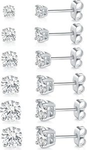 MDFUN 18K White Gold Earring Studs for Sensitive Ears