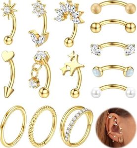 ORAZIO Gold 16g Rook Piercing Jewelry