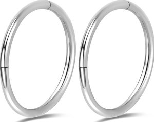 PIERCINGBOY 2Pcs Titanium Hoop Nose Rings