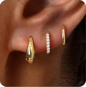 Poxtex Small Waterproof Huggie Hoop Earrings