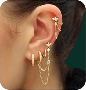 ShineRose Stacks Cartilage Chain Helix Piercing Sets