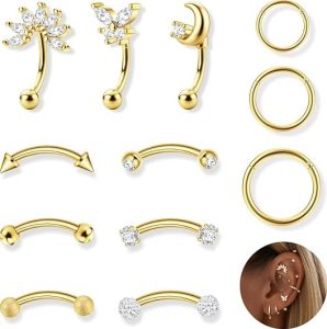 Ubjuliwa 12pcs 16G Rook Piercing Jewelry