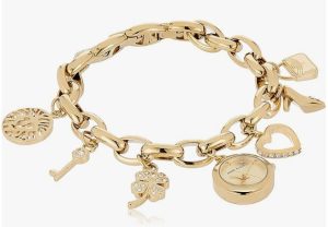 Anne Klein Crystal Accented Gold-Tone Charm Bracelet