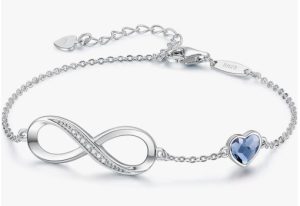 CDE Infinity Heart Birthstone Charm Link Bracelet
