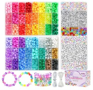 Gionlion 4200Pcs Pony Beads for Bracelet Making Kit