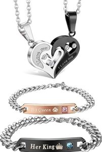 Jstyle Couple Necklace Bracelets Matching Set