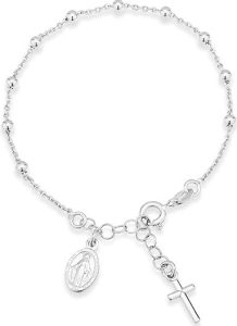 Miabella Italian Rosary Cross Bead Charm Bracelet