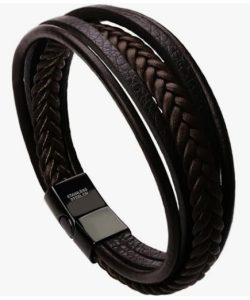 Murtoo Mens Leather Bracelet with Clasp Cowhide
