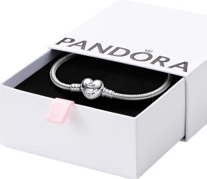 PANDORA Moments Heart Clasp Snake Chain Bracelet