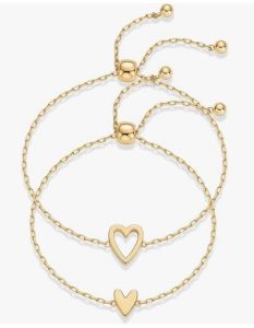 PAVOI 14K Gold Matching Heart Friend Bracelets
