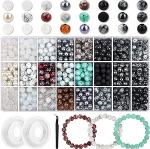 PAXCOO 840pcs 8mm Glass Beads