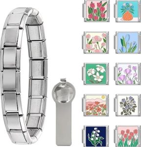 Papasgix Italian Charm Bracelet Silver Set