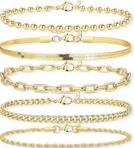 Poxtex Dainty Thick Bracelets Stack for Women