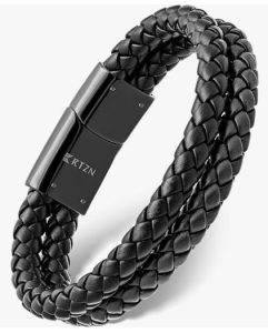 RTZN Black Leather Bracelets for Men