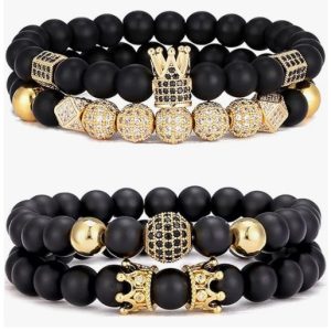 SONNYX Crown King Charm Beads Bracelet for Men