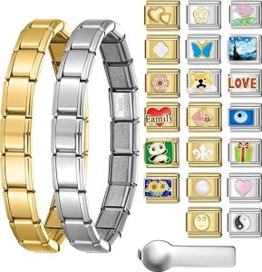 SWEETV 18 Link Polish Italian Charm Bracelet