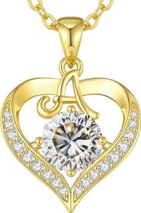 CDE 18K Gold Plated Initial Love Heart Necklace