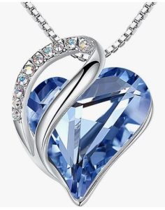 Leafael Birthstone Heart Crystal Necklace