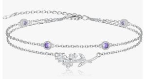 MANBU Birthstone Birth Flower Bracelet