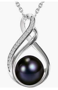 PEARLURA Black Pearl Necklace for Women