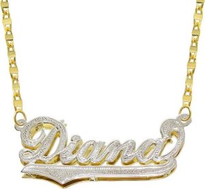 Pyramid Jewelry Double Plate 14K Gold Name Necklace