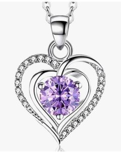RIVIKO Heart Birthstone Pendant Necklace