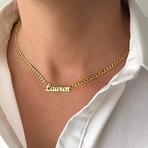 TRANGEL Name Necklace with Curb Chain