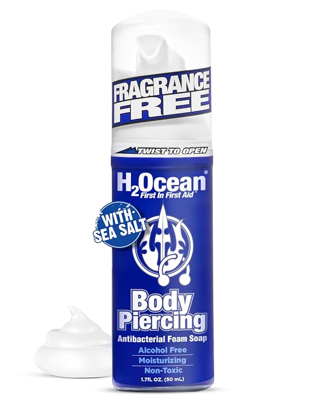H2Ocean Organic Sea Salt Piercing Foam Soap with Aloe Vera - Alcohol-F