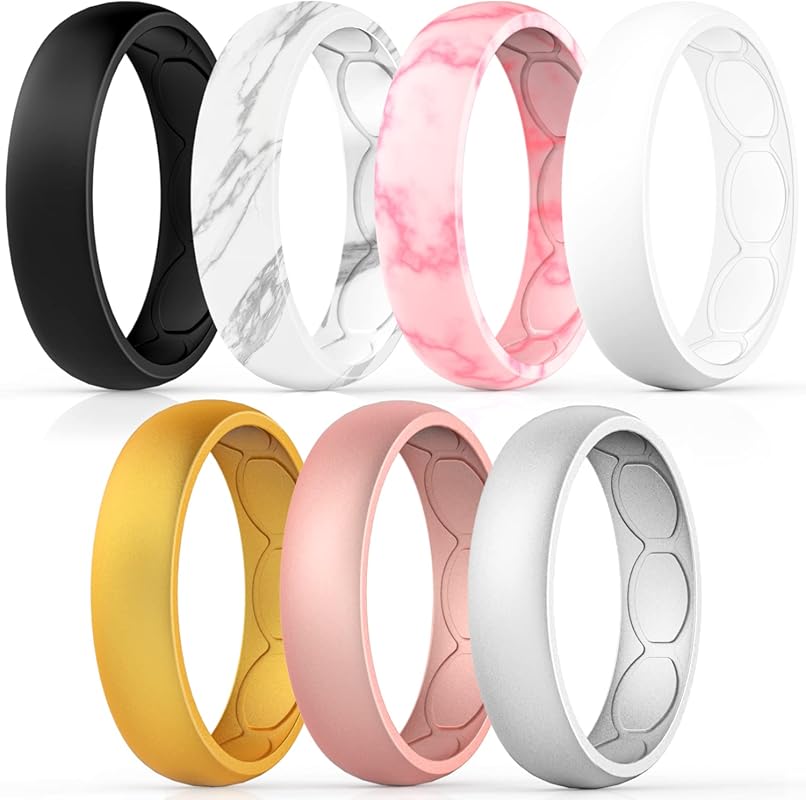 Forthee Breathable 5.7mm Silicone Wedding Ring for Women Durable Comfo