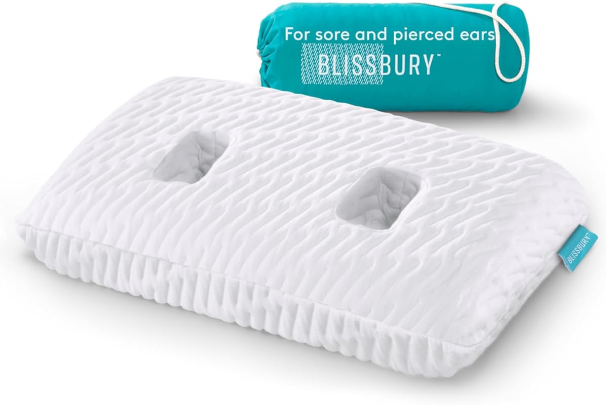 BLISSBURY Adjustable Memory Foam Ear Piercing Pillow with Hole for Sid