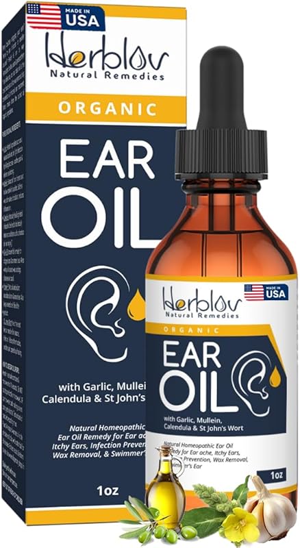 Organic Ear Oil with Mullein Garlic Calendula for Ear Infections Swimm