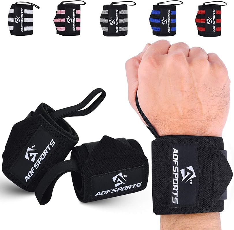 AQF 18-Inch USPA IPL Approved Wrist Wraps Thumb Loop Heavy Duty for Po