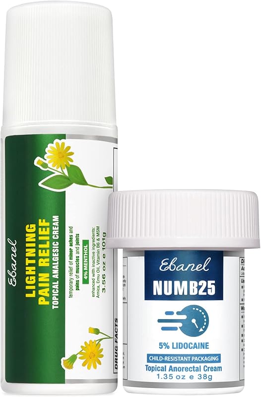 Ebanel Numb25 5% Lidocaine Numbing Cream 1oz Bundle with Arnica Mentho