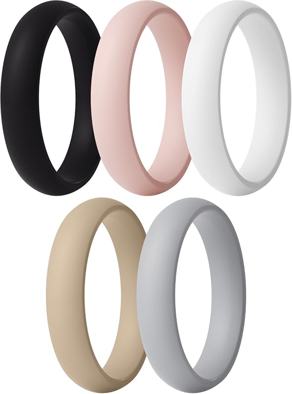 ThunderFit Women’s 5.5mm Wide 2.1mm Thick Silicone Engagement Rings We