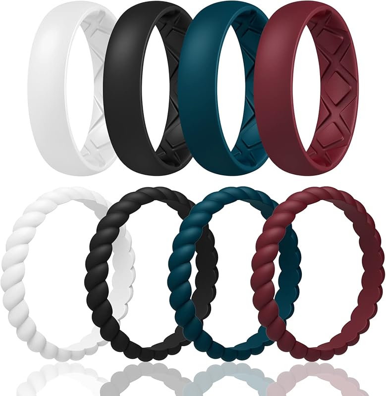 Egnaro Women's Silicone Rubber Wedding Bands Bridal Rings Inner Arc Er